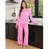 Ekouaer Women’s Pajama Sets Soft Long Sleeve Pjs Cute Button Down Sleepwear(Bow Pink)