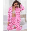 Ekouaer Women’s Pajama Sets Soft Long Sleeve Pjs Cute Button Down Sleepwear(Bow Pink)