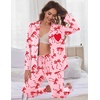 Ekouaer Women’s Pajama Sets Soft Long Sleeve Pjs Cute Button Down Sleepwear(Bow Red)