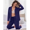 Ekouaer Women’s Pajama Sets Soft Long Sleeve Pjs Cute Button Down Sleepwear(Navy Blue)