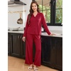Ekouaer Women’s Pajama Sets Soft Long Sleeve Pjs Cute Button Down Sleepwear(Wine Red)