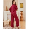 Ekouaer Women’s Pajama Sets Soft Long Sleeve Pjs Cute Button Down Sleepwear(Wine Red)