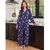 Ekouaer Women’s Pajama Sets Soft Long Sleeve Pjs Cute Button Down Sleepwear(Xmas Navy Blue)