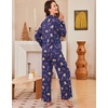 Ekouaer Women’s Pajama Sets Soft Long Sleeve Pjs Cute Button Down Sleepwear(Xmas Navy Blue)