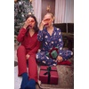 Ekouaer Women’s Pajama Sets Soft Long Sleeve Pjs Cute Button Down Sleepwear(Xmas Navy Blue)