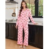 Ekouaer Women’s Pajama Sets Soft Long Sleeve Pjs Cute Button Down Sleepwear(Xmas Pink)