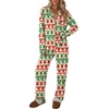 Ekouaer Womens Pajamas Set Button Up Pjs Sleepwear Lounge Sets(Christmas Snowman)