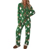 Ekouaer Womens Pajamas Set Button Up Pjs Sleepwear Lounge Sets(Green Santa Claus)