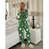 Ekouaer Womens Pajamas Set Button Up Pjs Sleepwear Lounge Sets(Green Santa Claus)