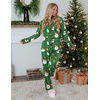 Ekouaer Womens Pajamas Set Button Up Pjs Sleepwear Lounge Sets(Green Santa Claus)