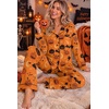 Ekouaer Womens Pajamas Set Button Up Pjs Sleepwear Lounge Sets(Halloween Pumpkin)