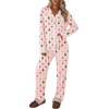 Ekouaer Womens Pajamas Set Button Up Pjs Sleepwear Lounge Sets(Pink Christmas Tree)