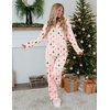 Ekouaer Womens Pajamas Set Button Up Pjs Sleepwear Lounge Sets(Pink Christmas Tree)