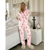 Ekouaer Womens Pajamas Set Button Up Pjs Sleepwear Lounge Sets(Pink Santa Claus)