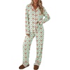Ekouaer Womens Pajamas Set Button Up Pjs Sleepwear Lounge Sets(Plaid Santa Claus)