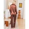 Ekouaer Womens Pajamas Silk Satin Long Sleeve Button Down Pjs Lounge Set(Brown)