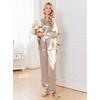 Ekouaer Womens Pajamas Silk Satin Long Sleeve Button Down Pjs Lounge Set(Champagne)