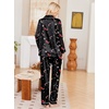 Ekouaer Womens Pajamas Silk Satin Long Sleeve Button Down Pjs Lounge Set(Christmas Black)