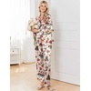 Ekouaer Womens Pajamas Silk Satin Long Sleeve Button Down Pjs Lounge Set(Christmas Champagne)