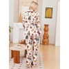 Ekouaer Womens Pajamas Silk Satin Long Sleeve Button Down Pjs Lounge Set(Christmas Champagne)