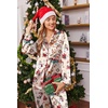 Ekouaer Womens Pajamas Silk Satin Long Sleeve Button Down Pjs Lounge Set(Christmas Champagne)
