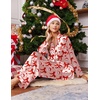 Ekouaer Womens Pajamas Silk Satin Long Sleeve Button Down Pjs Lounge Set(Christmas Champagne Santa)