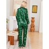 Ekouaer Womens Pajamas Silk Satin Long Sleeve Button Down Pjs Lounge Set(Christmas Green)