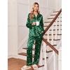 Ekouaer Womens Pajamas Silk Satin Long Sleeve Button Down Pjs Lounge Set(Christmas Green)