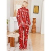 Ekouaer Womens Pajamas Silk Satin Long Sleeve Button Down Pjs Lounge Set(Christmas Red)