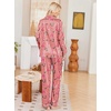 Ekouaer Womens Pajamas Silk Satin Long Sleeve Button Down Pjs Lounge Set(Christmas Red Stripe)