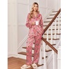 Ekouaer Womens Pajamas Silk Satin Long Sleeve Button Down Pjs Lounge Set(Christmas Red Stripe)