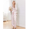Ekouaer Womens Pajamas Silk Satin Long Sleeve Button Down Pjs Lounge Set(Christmas White)