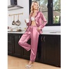 Ekouaer Womens Pajamas Silk Satin Long Sleeve Button Down Pjs Lounge Set(Dusty Pink)