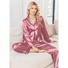 Ekouaer Womens Pajamas Silk Satin Long Sleeve Button Down Pjs Lounge Set(Dusty Pink)