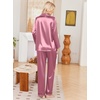Ekouaer Womens Pajamas Silk Satin Long Sleeve Button Down Pjs Lounge Set(Dusty Pink)