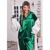 Ekouaer Womens Pajamas Silk Satin Long Sleeve Button Down Pjs Lounge Set(Green)