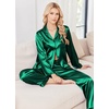 Ekouaer Womens Pajamas Silk Satin Long Sleeve Button Down Pjs Lounge Set(Green)