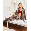 Ekouaer Womens Pajamas Silk Satin Long Sleeve Button Down Pjs Lounge Set(Leopard)