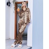 Ekouaer Womens Pajamas Silk Satin Long Sleeve Button Down Pjs Lounge Set(Leopard)