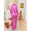 Ekouaer Womens Pajamas Silk Satin Long Sleeve Button Down Pjs Lounge Set(Leopard Rose)