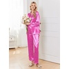 Ekouaer Womens Pajamas Silk Satin Long Sleeve Button Down Pjs Lounge Set(Leopard Rose)