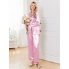 Ekouaer Womens Pajamas Silk Satin Long Sleeve Button Down Pjs Lounge Set(Pink)