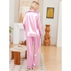 Ekouaer Womens Pajamas Silk Satin Long Sleeve Button Down Pjs Lounge Set(Pink)