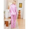 Ekouaer Womens Pajamas Silk Satin Long Sleeve Button Down Pjs Lounge Set(Pink Bow Knot)