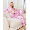 Ekouaer Womens Pajamas Silk Satin Long Sleeve Button Down Pjs Lounge Set(Pink Bow Knot)