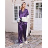 Ekouaer Womens Pajamas Silk Satin Long Sleeve Button Down Pjs Lounge Set(Purple)