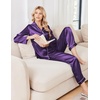Ekouaer Womens Pajamas Silk Satin Long Sleeve Button Down Pjs Lounge Set(Purple)