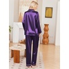 Ekouaer Womens Pajamas Silk Satin Long Sleeve Button Down Pjs Lounge Set(Purple)