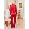 Ekouaer Womens Pajamas Silk Satin Long Sleeve Button Down Pjs Lounge Set(Red)