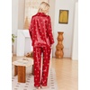 Ekouaer Womens Pajamas Silk Satin Long Sleeve Button Down Pjs Lounge Set(Red Bow)